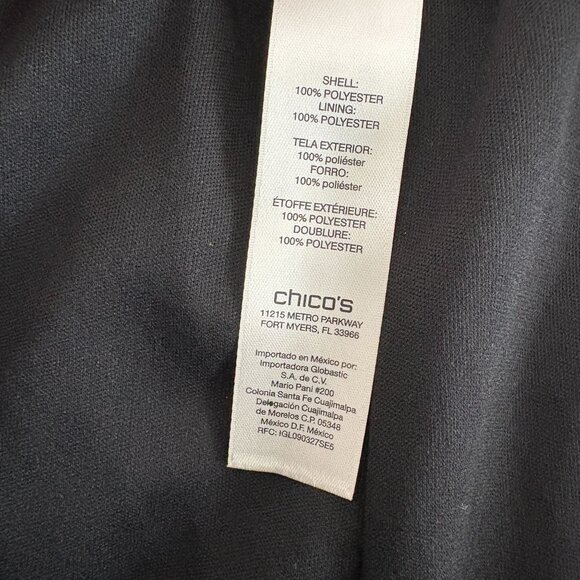 Chicos Accordion Pleat Wide Leg Pants Size 3.5 US XL 18 Black Pull On Palazzo - Picture 6 of 12